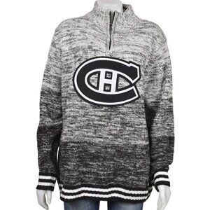 NHL Montreal Canadians Knit Grey Black Ombre Sweater Large